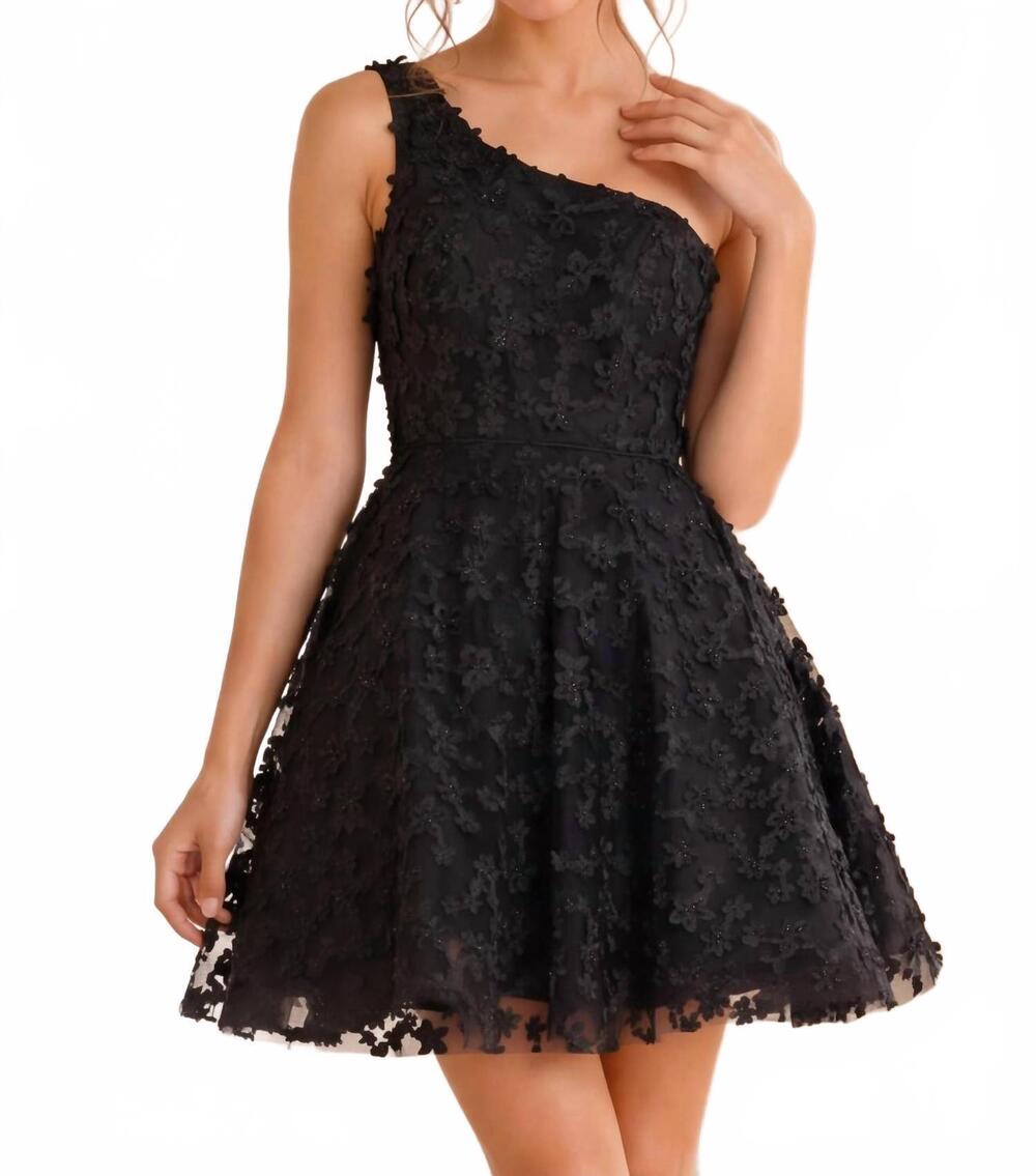 NEW JOVANI one shoulder fit and flare dress in black